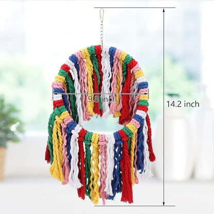 Wontee Bird Rope Chewing Toys Parrot Cage Bite Toys Colorful Hanging Ring Swing - Image 5