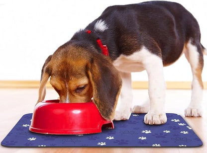 Dog Food Mat, Absorbent Water Bowl Mats Cat Pet Feeding Placemats Dark Blue 16 - Image 6