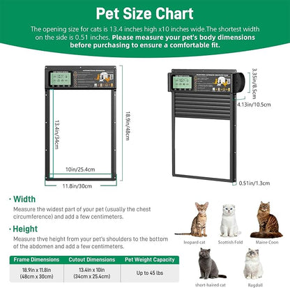 Cat Door, Cat Door Interior Door Radar, Timer & Light Sensor Modes, Solar & USB - Image 2