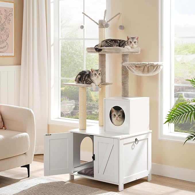 HOOBRO Cat Tree Tower with Litter Box Enclosure - Image 2