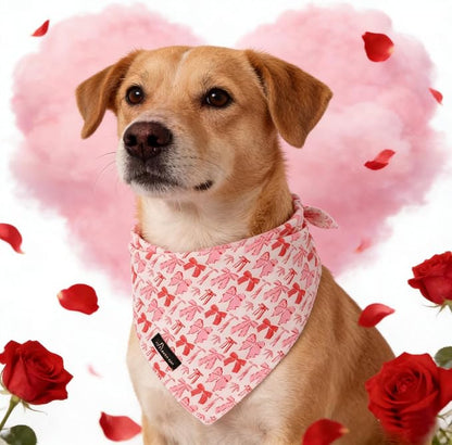 ARING PET Valentine's Day Dog Bandana, Cute Pink Bow Pet Bandanas Scarf - Image 2