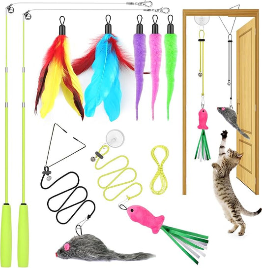 ChicWow Interactive Retractable Cat Wand & Hanging Toys by ChicWow