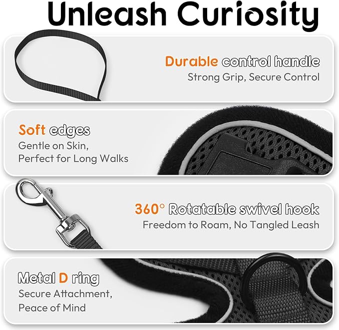 Dooradar Cat Harness and Leash Set, Escape Proof Safe Adjustable Kitten Vest - Image 6