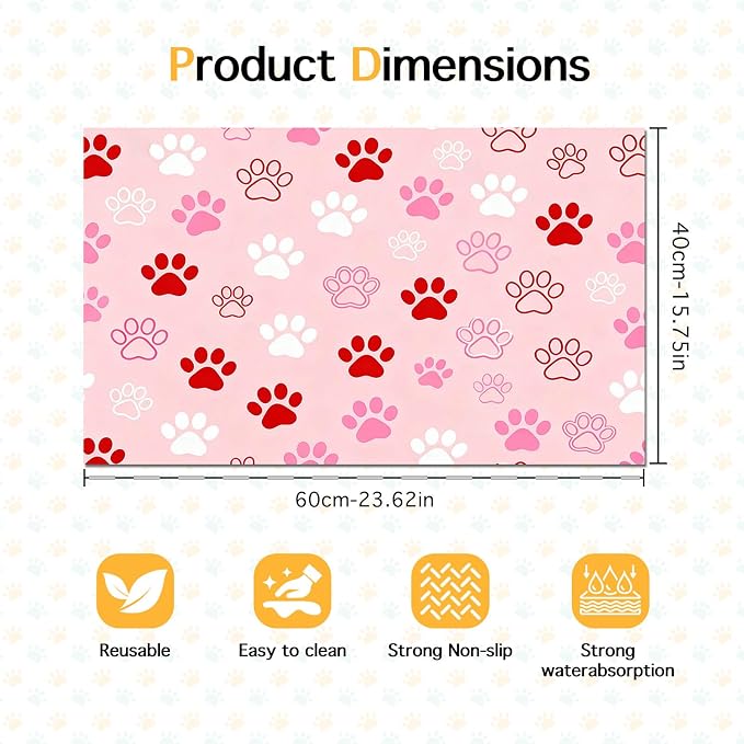 Puppy Paw Print Pet Feeding Mat 24x16 Inch Cute Pet Feeding Area Mat Pet Food - Image 6