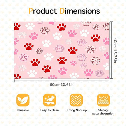 Puppy Paw Print Pet Feeding Mat 24x16 Inch Cute Pet Feeding Area Mat Pet Food - Image 6