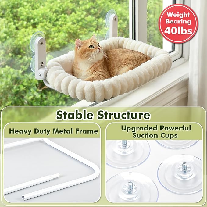 Cat Window Perch with Bolster, Cordless Foldable Cat Window Hammock with Strong - Image 9