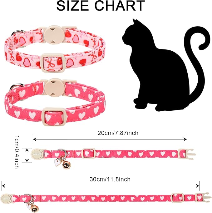 Valentine's Day Cat Collar, 2 Pack Cat Collars Breakaway - Image 4