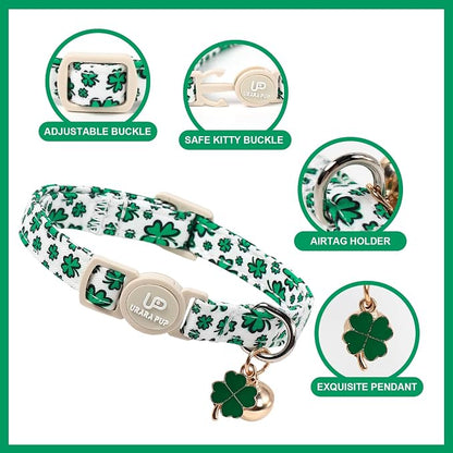 Cat Collar, Spring Green Shamrock Cat Collar - Image 3