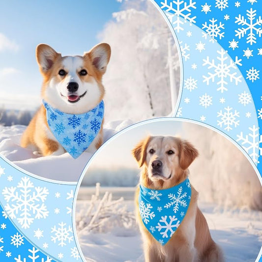 Abbylike 50 Pcs Winter Dog Bandanas Bulk Blue Snowflake Dog Bandanas - Image 2