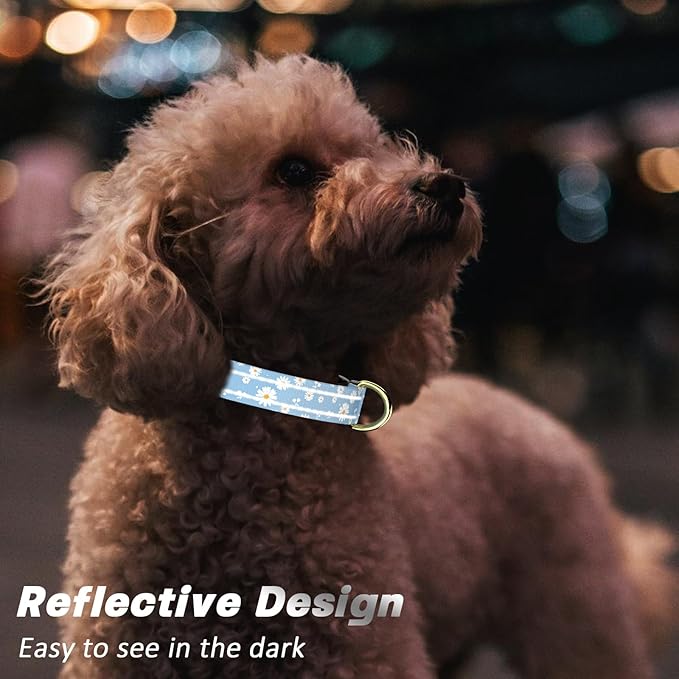 Reflective Dog Collar for Extra Small Dogs, Cute Daisy Theme Adjustable - Image 3
