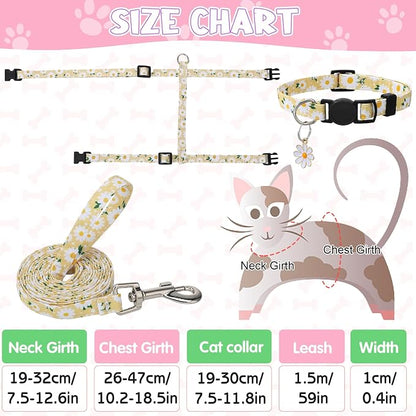 2 Pack Floral Cat Harness and Leash, Escape Proof Adjustable Kitten Harness - Image 3