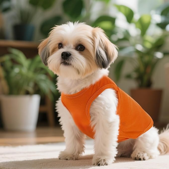 4 Pcs Cat Shirts Solid Color Dog Clothes Summer Sleeveless Pet T Shirts - Image 6