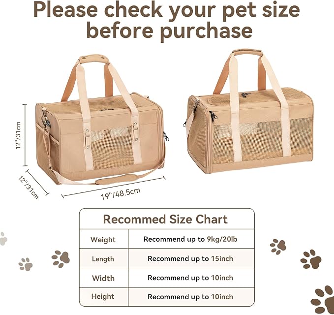 Petsfit 19x12x12 Pet Carrier for Large Cats, Soft-Sided Small Dog Travel Carrier - Image 4