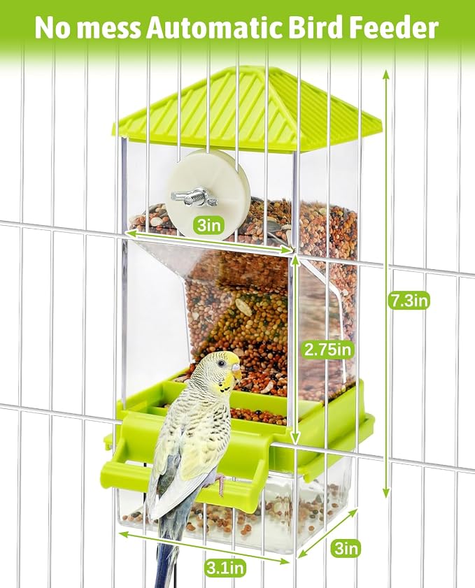 Hamiledyi Automatic Bird Feeder No Mess Bird Cage Feeder Seed Food Container - Image 2