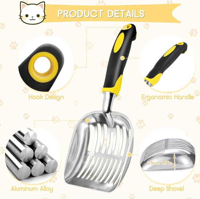 Cat Litter Scoop, Metal Cat Scooper, Rubber Handle Scoop, Sifting Shovel – - Image 3