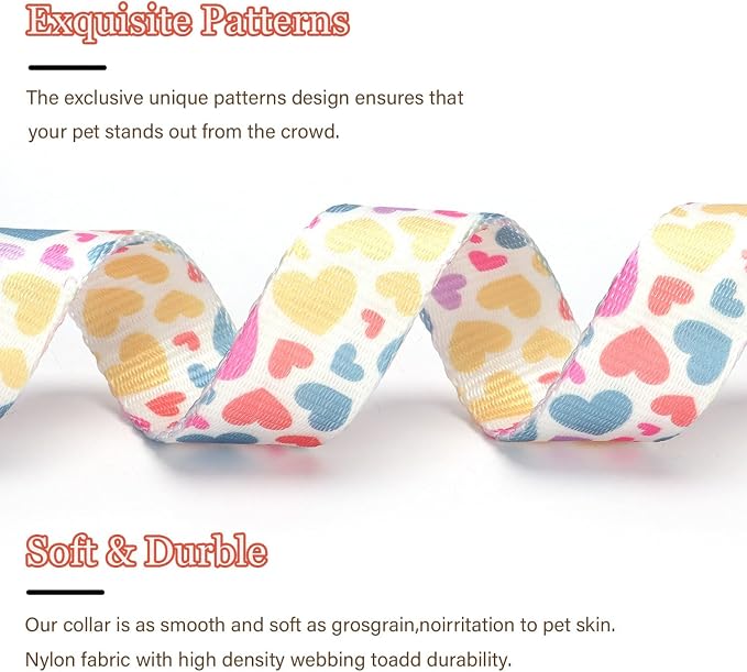 Love Pattern Dog Collar with Buckle Adjustable Safety Nylon Collars - Image 3