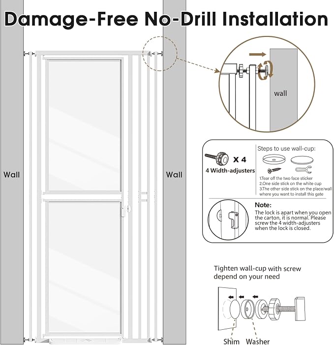 78.7" Extra Tall Cat Gate, Adjustable 27.5"-37.4" Wide Pet Proof Safety Gate - Image 5