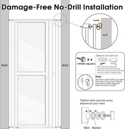 78.7" Extra Tall Cat Gate, Adjustable 27.5"-37.4" Wide Pet Proof Safety Gate - Image 5