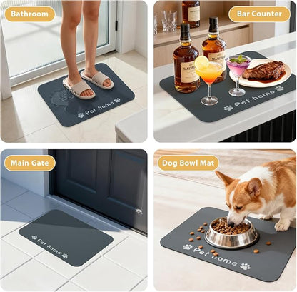 Dog Food Mat, Diatom Ooze Cat Water Mats Non Slip - Image 7