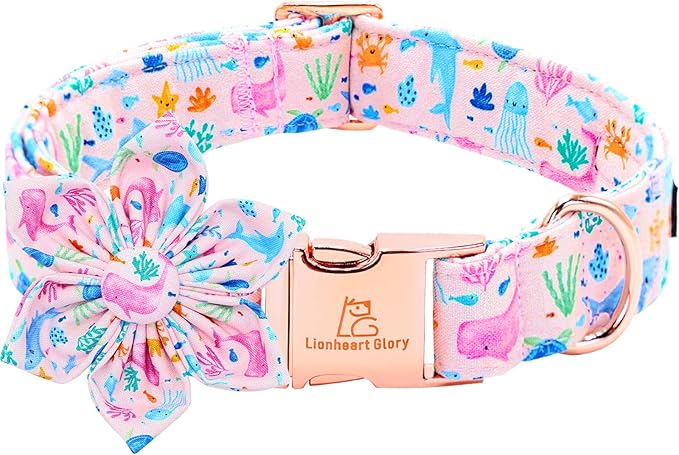 Lionheart glory Dog Collar Flower Pink Dog Collars by LionheartGlory