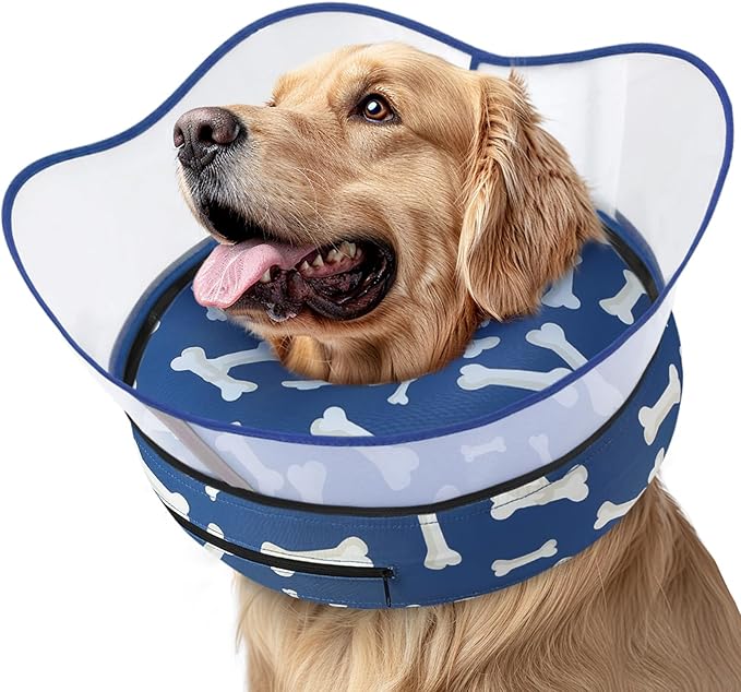 Supet Raised Inflatable Dog Cone Collar to Stop Licking, Soft Dog Cone by Supet