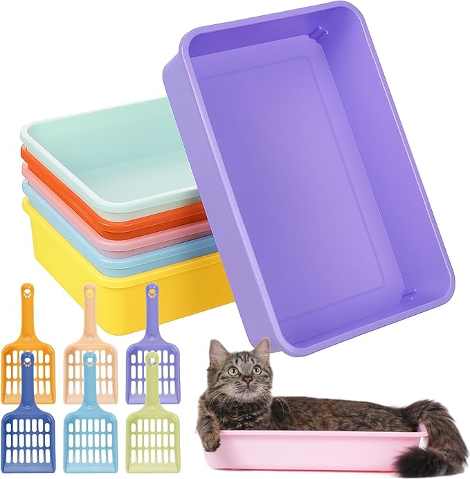 6 Set Small Cat Litter Box Kitten Litter Pan 12.3" x 8.5" x 2.7" Rabbit Plastic by Ysglory