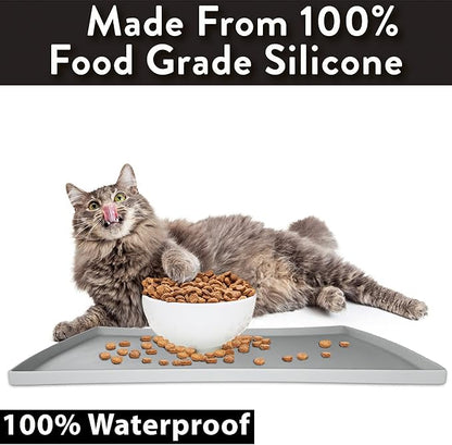 CatGuru Cat Food Mat, Small & Large Pet Food Mat, 100% Waterproof Cat Placemat - Image 3