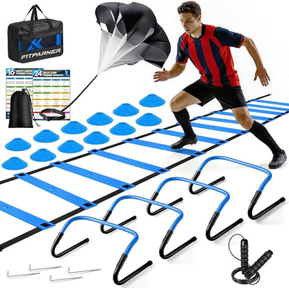 Agility Ladder, Soccer Football Training Equipment Set - 20ft Speed Ladder by FITPARNER