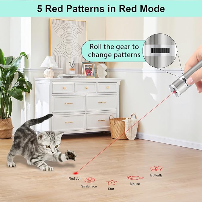 TBTeek Cat Toy, USB Rechargeable Interactive Kitten Toy, 7 Light Modes & - Image 3