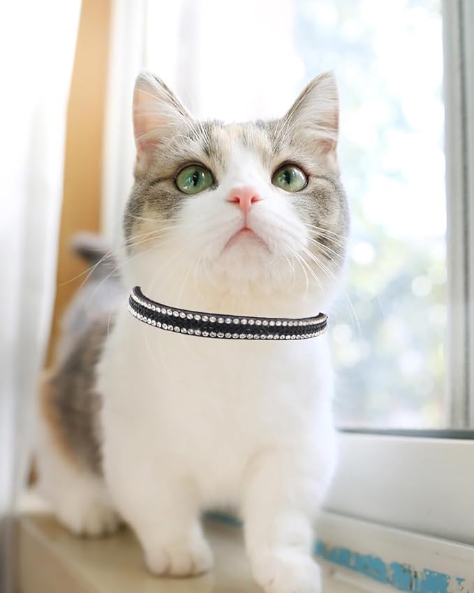Cat Collars for Girl Cats with Rhinestone Soft Velvet, Breakaway Cat Collars - Image 2