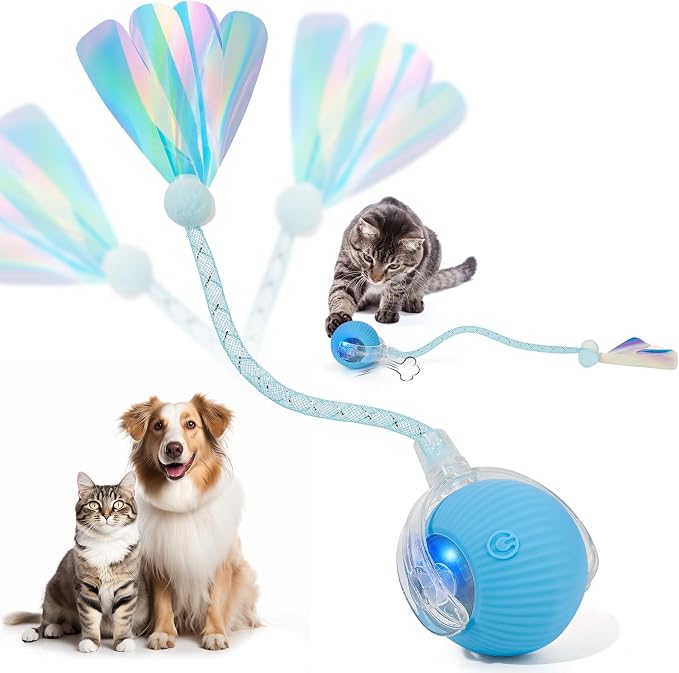 Interactive Cat Toys for Indoor Cats & Dogs, Agile Moving Cat Ball by SUPVOL