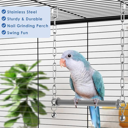 Stainless Steel Large Bird Swing, Hanging Heavy Duty Parrot Swings Perches - Image 6