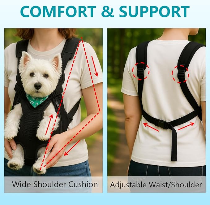 Mosago Dog Backpack Carrier, Adjustable Pet Front Carriers, Legs Out Carrying - Image 6