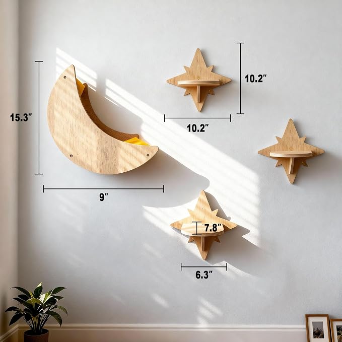 Cat Wall Shelves, Moon and Star Cat Wall Furniture - Image 7