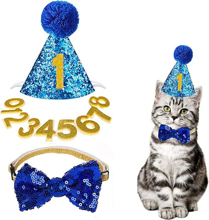 Christmas Pet Party Jazz Hat and Blingbling Bow Tie Breakaway Collar Set by Arogheiz