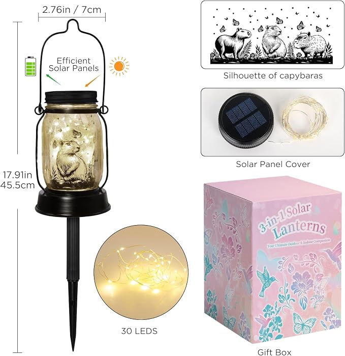 kyoryuger Capybara Gifts for Women/Men Capybara Solar Lanterns Mom Grandma - Image 7