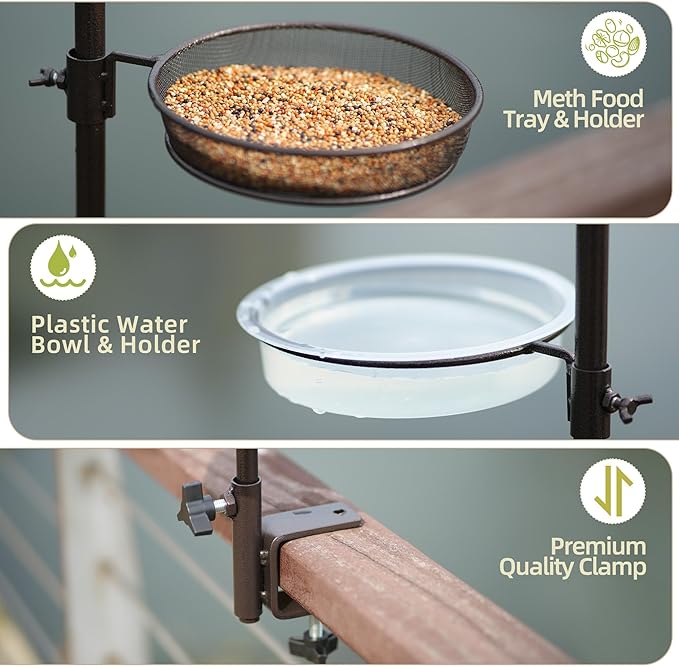ERYTLLY Deck Hook Bird Feeder Pole Bird Feeder Porch Multi Hook Bird Feeding - Image 6