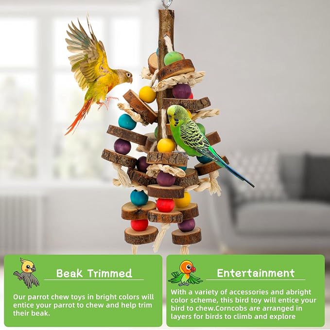 Rypet Wood Bird Chewing Toys for Cage Wall, Wooden Bird Cage Toy for Helping to - Image 7
