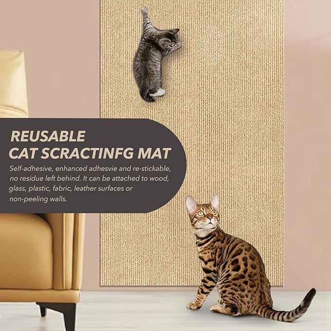 78.7"X15.8" Cat Scratching Mat, Self-Adhesive Cat Scratch Carpet, DIY Cats - Image 5
