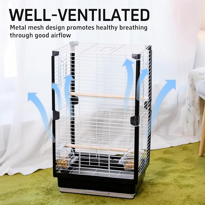25 inch Bird Cage, Portable Travel Parrot Cage, Double-Layer Parakeet Cage - Image 6