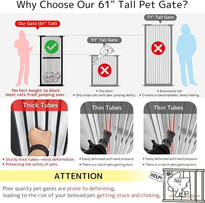 Lumizone Extra Tall Cat Gate 61.02" High Pressure Mounted Extra Wide - Image 3