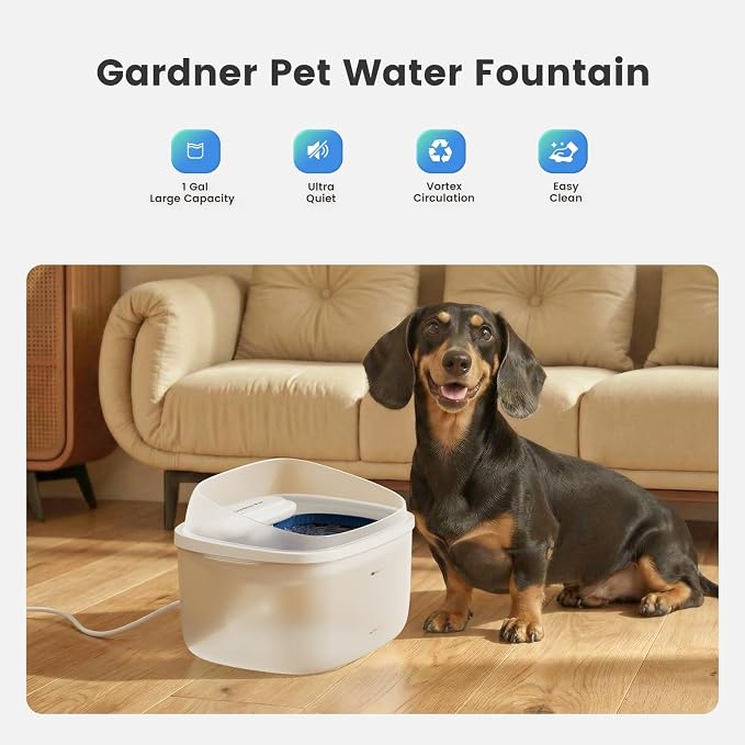 Gardner Pet 1 Gallon Pet Water Fountain, Vortex Dog Water Dispenser, Ultra - Image 9
