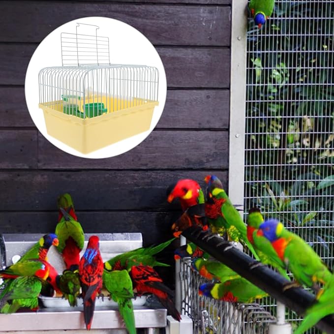 Portable Bird Cage with Waterer Food Box and Perch Lightweight Spacious Travel - Image 7