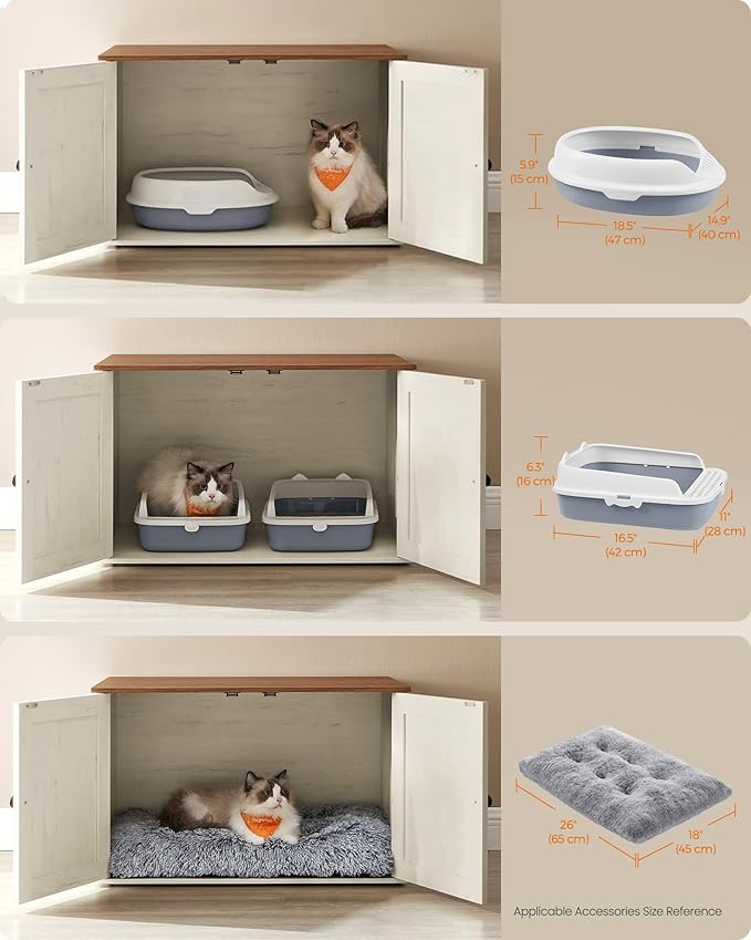 Feandrea Cat Litter Box Enclosure, Litter Box Furniture Hidden, Indoor Cat House - Image 3