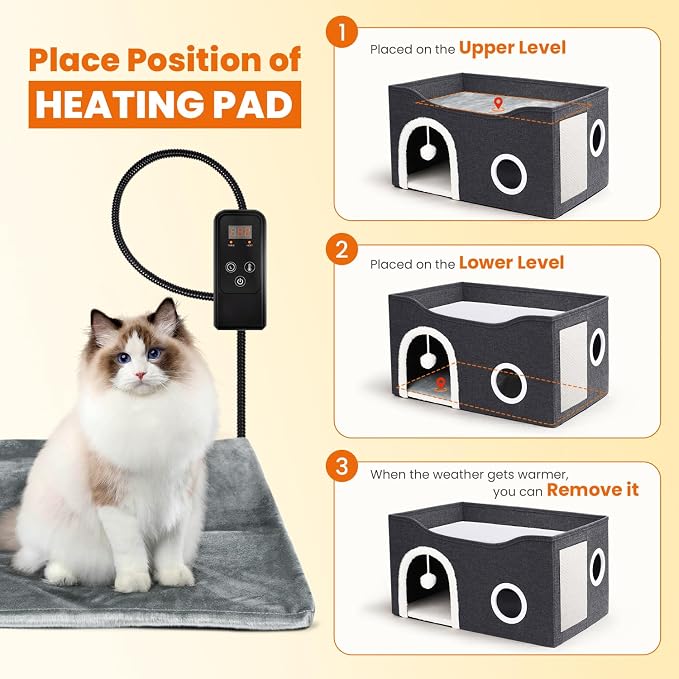 Indoor Heated Cat House, Adjustable Temperature Cat Heating Bed - Image 7