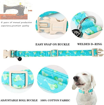 DOGWONG Cotton Dog Collar, Spring Summer Dog Collar Durable Soft Natural Fabric - Image 2