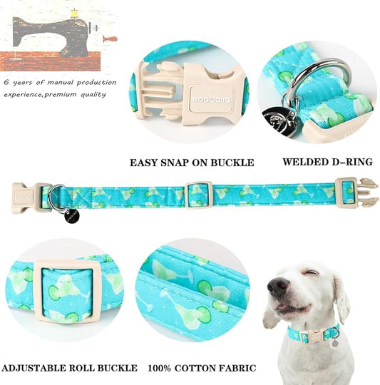 DOGWONG Cotton Dog Collar, Spring Summer Dog Collar Durable Soft Natural Fabric - Image 2