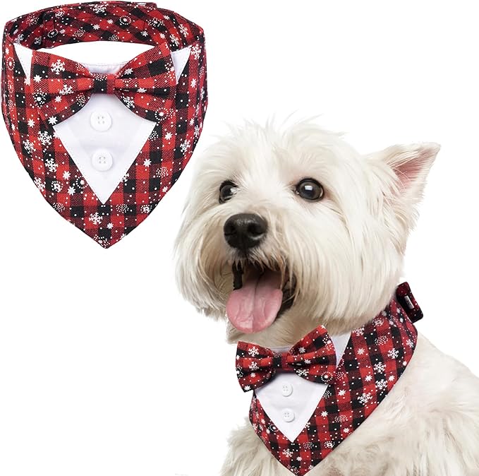 FUAMEY Dog Tuxedo Christmas for Small Dogs, Dog Formal Suit Dogs Attire Pet Bow by FUAMEY