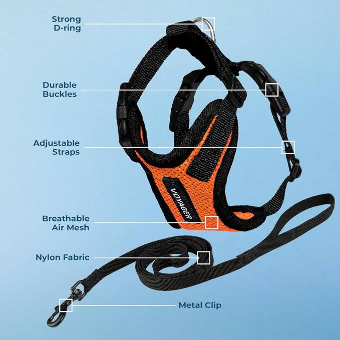 Voyager Escape-Proof Step-in Lock Cat Harness & 5ft Neoprene-Handle Leash Set - Image 3