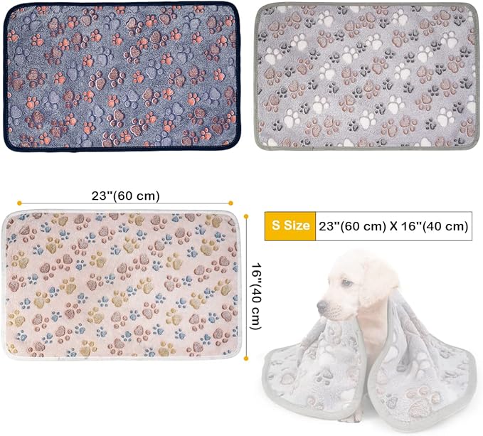 Dono 1 Pack 3 Dog Blankets, Soft Fluffy Fleece Pet Blanket Warm Sleep Mat Paw - Image 3
